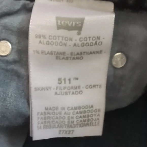 Levi's 511 Black Distressed Denim Jeans Boys Size 27x27 - Picture 4 of 14